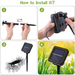 Solar String Lights Outdoor Waterproof Solar Powered Patio Lights for Garden, Lawn, Gazebo, Porch, Yard, Wedding, Party Decor