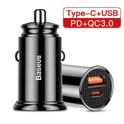 Baseus 30w usb auto ladegerät schnell ladung 4,0 3,0 fcp scp usb pd für xiaomi iphone 12 13 14 15 pro schnell ladegerät auto lad