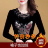 Sexy Lace Collar Tees Harajuku Hot Drilling Golden Rose Women Tops Female Spring Autumn Winter Slim Fit Mother&39s Clothes T S