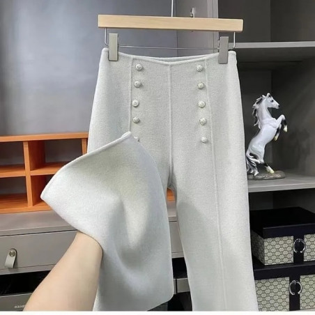 Woolen Wide-leg Pants Women Autumn Winter Korean Straight Suit Pants Female Harajuku High Waist Solid Color Casual Trousers