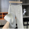Woolen Wide-leg Pants Women Autumn Winter Korean Straight Suit Pants Female Harajuku High Waist Solid Color Casual Trousers