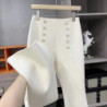 Woolen Wide-leg Pants Women Autumn Winter Korean Straight Suit Pants Female Harajuku High Waist Solid Color Casual Trousers