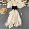 Chiffon Mesh Dress Summer Temperament Fairy Skirt Irregular Net Gauze Big Swing Skirt Chiffon Spaghetti Strap Dress