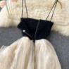 Chiffon Mesh Dress Summer Temperament Fairy Skirt Irregular Net Gauze Big Swing Skirt Chiffon Spaghetti Strap Dress