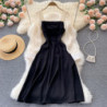 French Vintage Autumn Dress Female Design Sense Of Small Masses Satin Face Light Luxury Ladies Little Black Dress