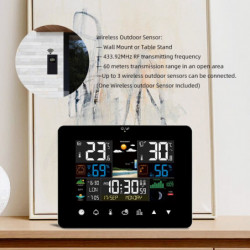 FanJu Weather Station with Touch Screen Wall Clock Temperature Humidity Meter Table Desk Clocks with Outdoor Sensor