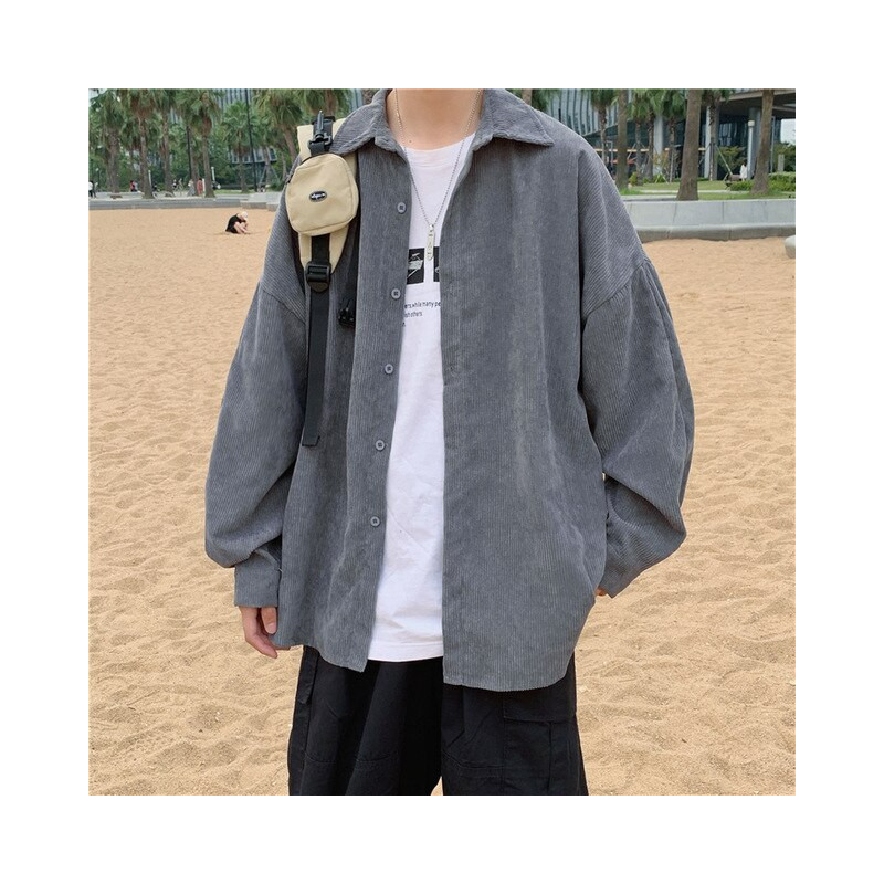 Spring corduroy shirt men`s long sleeved trendy all-match loose Korean couple casual shirt jacket Men`s Clothing