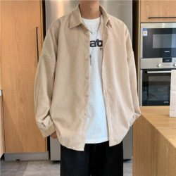 Spring corduroy shirt men`s long sleeved trendy all-match loose Korean couple casual shirt jacket Men`s Clothing