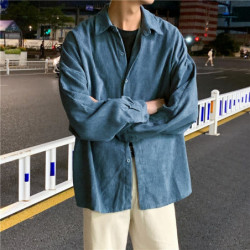 Spring corduroy shirt men`s long sleeved trendy all-match loose Korean couple casual shirt jacket Men`s Clothing