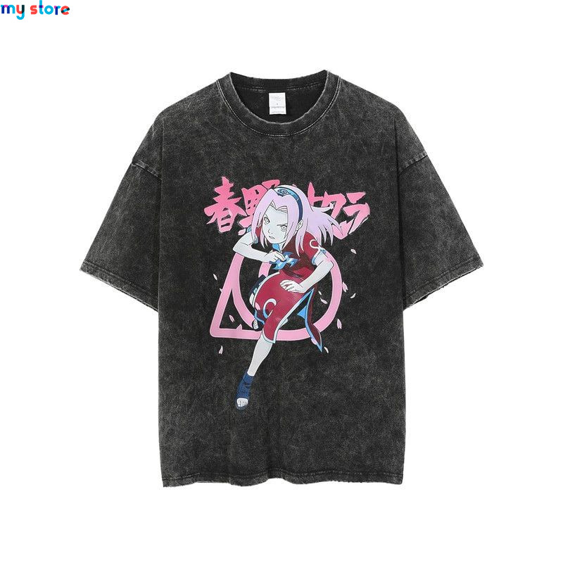 Hip Hop Vintage T-shirt Men Streetwear Harajuku Japanese Anime Naruto Print T-shirt Summer Fashion Short Sleeve Cotton T Shirt 1