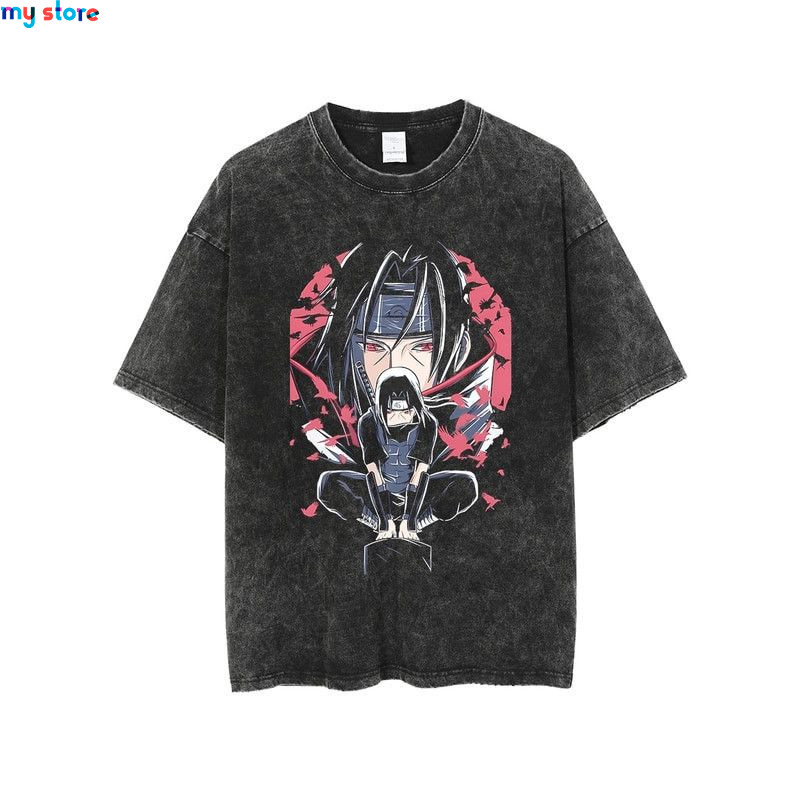 Hip Hop Vintage T-shirt Men Streetwear Harajuku Japanese Anime Naruto Print T-shirt Summer Fashion Short Sleeve Cotton T Shirt 5