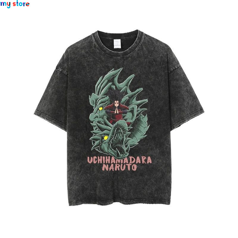 Hip Hop Vintage T-shirt Men Streetwear Harajuku Japanese Anime Naruto Print T-shirt Summer Fashion Short Sleeve Cotton T Shirt 7