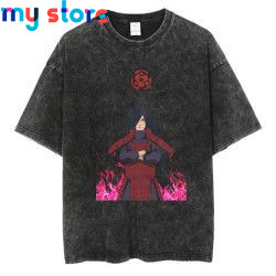 Hip Hop Vintage T-shirt Men Streetwear Harajuku Japanese Anime Naruto Print T-shirt Summer Fashion Short Sleeve Cotton T Shirt 1