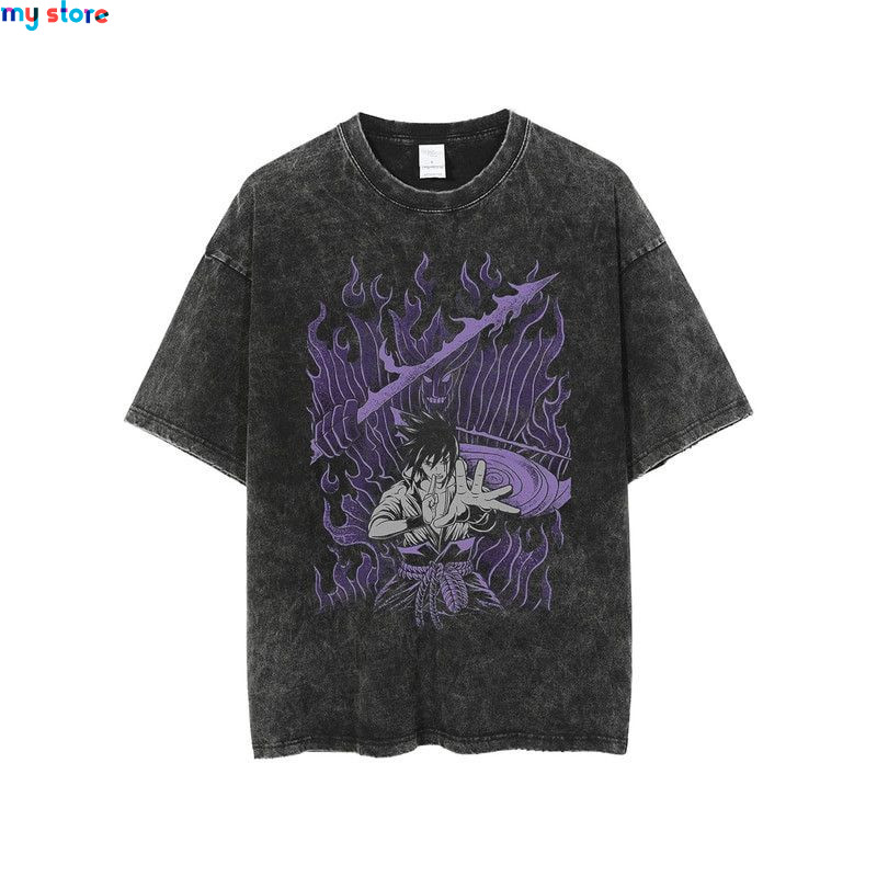 Hip Hop Vintage T-shirt Men Streetwear Harajuku Japanese Anime Naruto Print T-shirt Summer Fashion Short Sleeve Cotton T Shirt 1