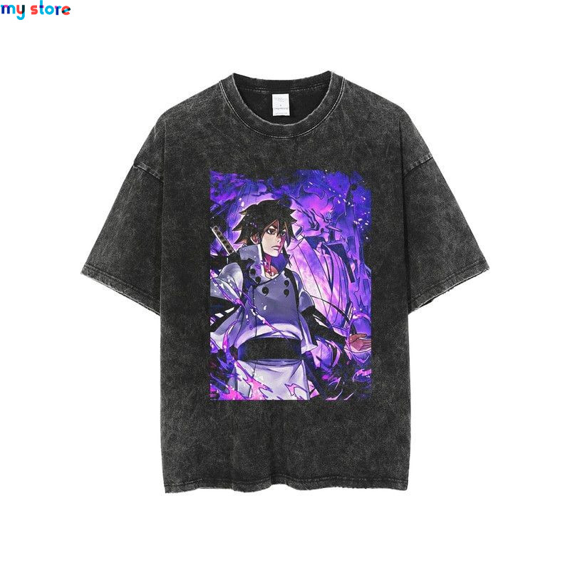 Hip Hop Vintage T-shirt Men Streetwear Harajuku Japanese Anime Naruto Print T-shirt Summer Fashion Short Sleeve Cotton T Shirt 1