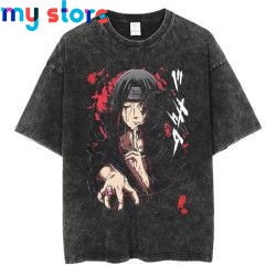 Hip Hop Vintage T-shirt Men Streetwear Harajuku Japanese Anime Naruto Print T-shirt Summer Fashion Short Sleeve Cotton T Shirt 1