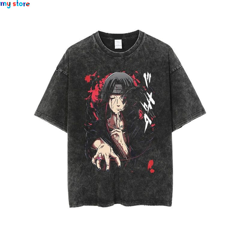 Hip Hop Vintage T-shirt Men Streetwear Harajuku Japanese Anime Naruto Print T-shirt Summer Fashion Short Sleeve Cotton T Shirt 1