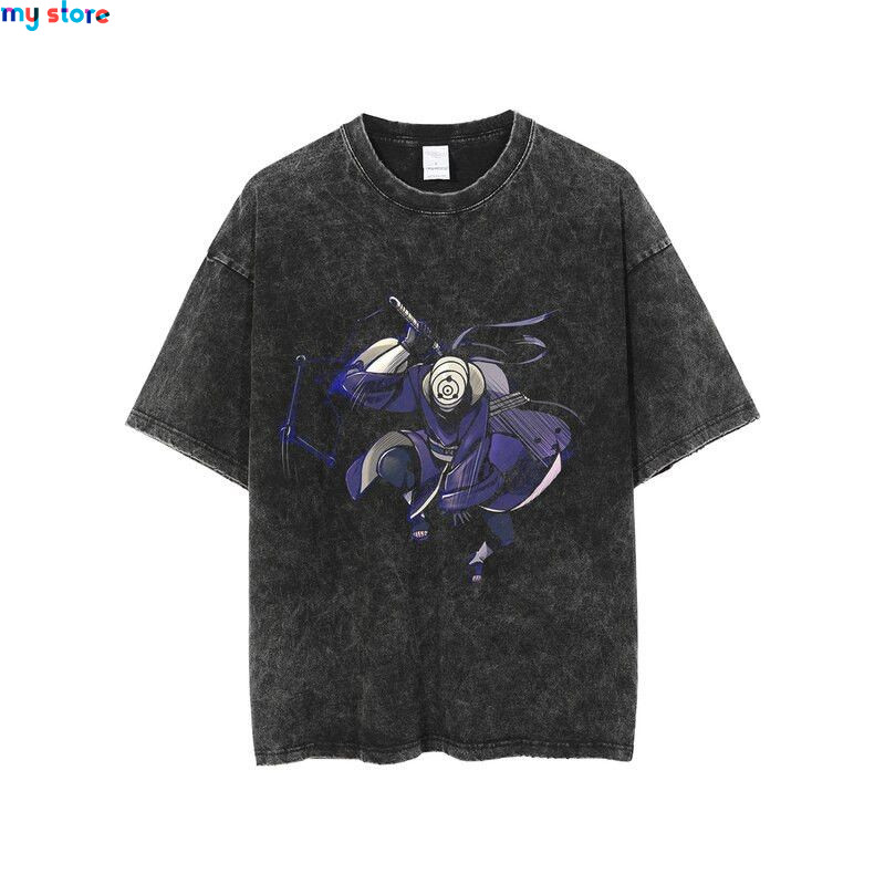 Hip Hop Vintage T-shirt Men Streetwear Harajuku Japanese Anime Naruto Print T-shirt Summer Fashion Short Sleeve Cotton T Shirt 1