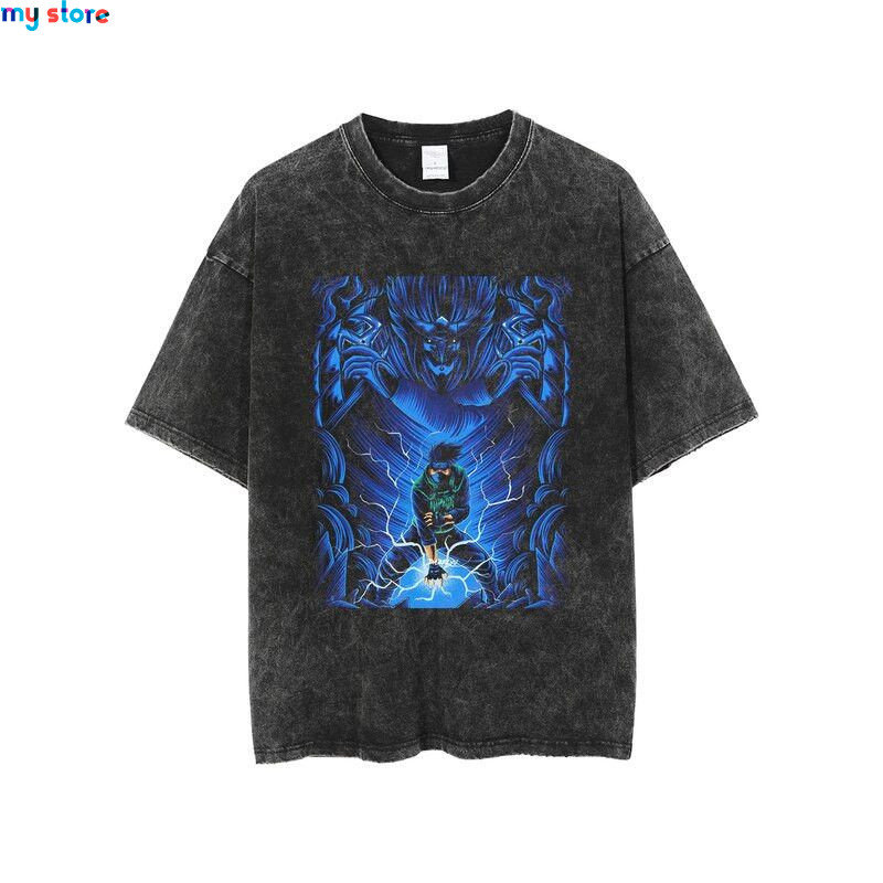 Hip Hop Vintage T-shirt Men Streetwear Harajuku Japanese Anime Naruto Print T-shirt Summer Fashion Short Sleeve Cotton T Shirt 1