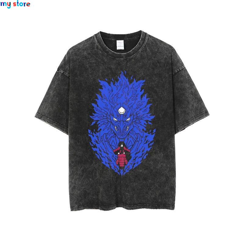 Hip Hop Vintage T-shirt Men Streetwear Harajuku Japanese Anime Naruto Print T-shirt Summer Fashion Short Sleeve Cotton T Shirt 2