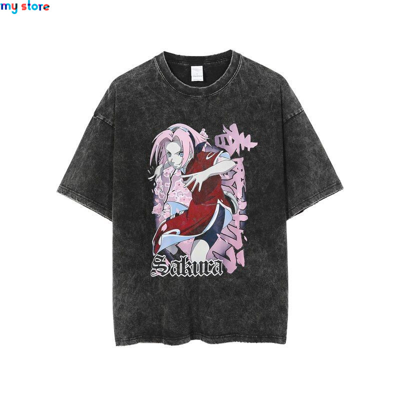 Hip Hop Vintage T-shirt Men Streetwear Harajuku Japanese Anime Naruto Print T-shirt Summer Fashion Short Sleeve Cotton T Shirt 2