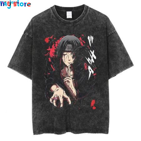 Hip Hop Vintage T-shirt Men Streetwear Harajuku Japanese Anime Naruto Print T-shirt Summer Fashion Short Sleeve Cotton T Shirt 3