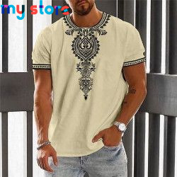 Vintage Ethnic T-shirt 3d Print Clothing O-neck Men Tops Oversized Short Sleeve Tee Summer Loose Male Streetwear Mens Clothes 1 