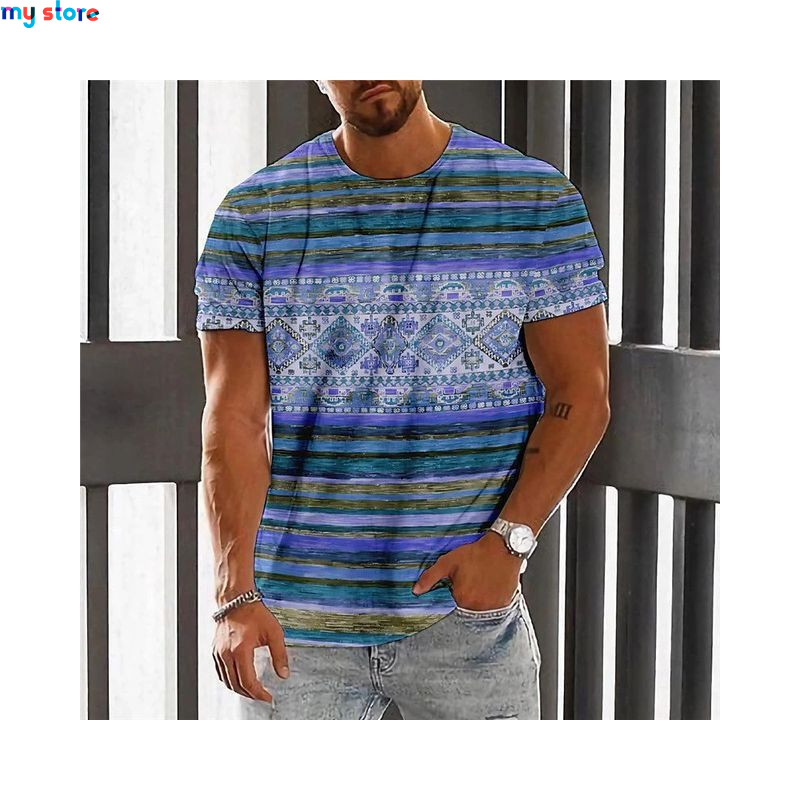 Vintage Ethnic T-shirt 3d Print Clothing O-neck Men Tops Oversized Short Sleeve Tee Summer Loose Male Streetwear Mens Clothes 24