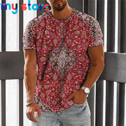 Vintage Ethnic T-shirt 3d Print Clothing O-neck Men Tops Oversized Short Sleeve Tee Summer Loose Male Streetwear Mens Clothes 27