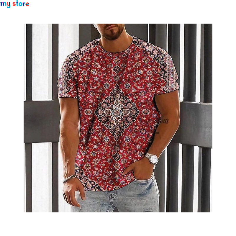 Vintage Ethnic T-shirt 3d Print Clothing O-neck Men Tops Oversized Short Sleeve Tee Summer Loose Male Streetwear Mens Clothes 27