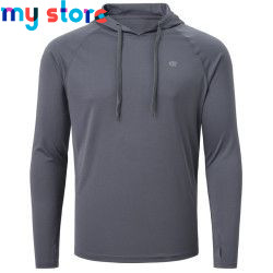 Men's UPF 50  Rash Guard Swim Shirt Athletic Hoodie Long Sleeve Fishing Hiking Workout Shirts Outdoor Hoodie Beach Summer Cloth 