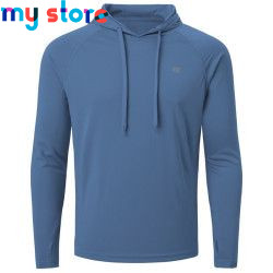 Men's UPF 50  Rash Guard Swim Shirt Athletic Hoodie Long Sleeve Fishing Hiking Workout Shirts Outdoor Hoodie Beach Summer Cloth 