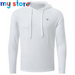 Men's UPF 50  Rash Guard Swim Shirt Athletic Hoodie Long Sleeve Fishing Hiking Workout Shirts Outdoor Hoodie Beach Summer Cloth 