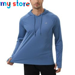 Men's UPF 50+ Rash Guard Swim Shirt Athletic Hoodie Long Sleeve Fishing Hiking Workout Shirts Outdoor Hoodie Beach Summer Cloth 