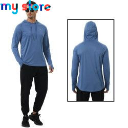 Men's UPF 50  Rash Guard Swim Shirt Athletic Hoodie Long Sleeve Fishing Hiking Workout Shirts Outdoor Hoodie Beach Summer Cloth 