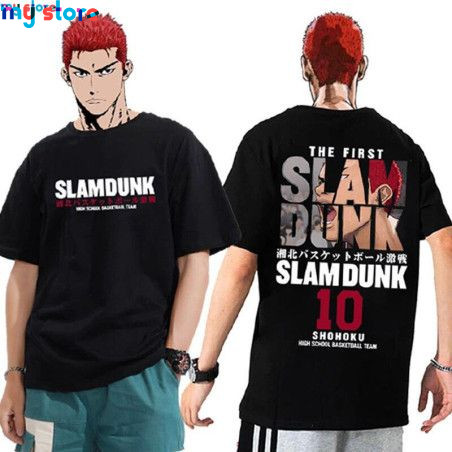 Anime Slam Dunk T-Shirt for Men Sakuragi Hanamichi Kaede Rukawa Tee Oversized T Shirt Japanese Manga Women Short Sleeve 10 - My 