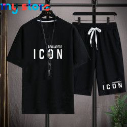 Hot Sale Summer Men's T-Shirt   Shorts Set Casual T-Shirt Sports Suit Letter Printed Short Sleeve Top 2023 Cotton Sportswear 3 -