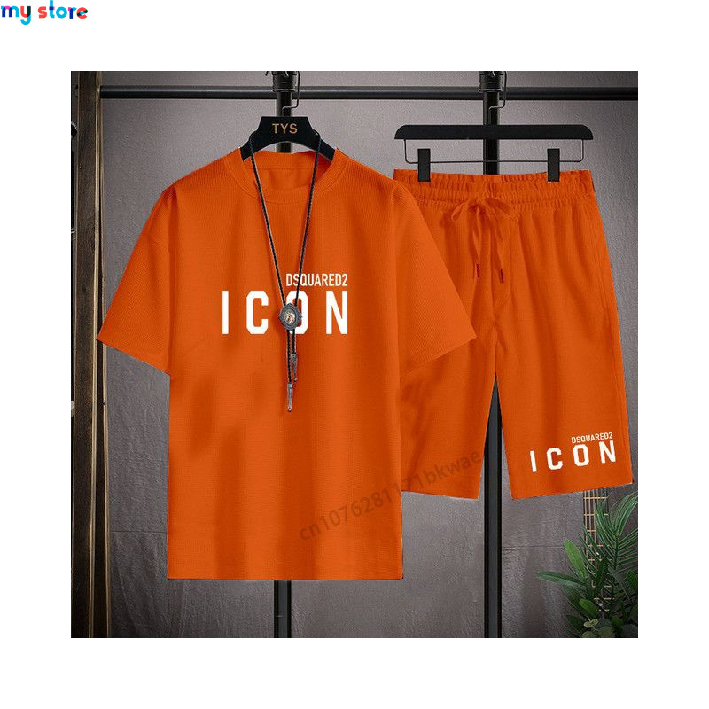 Hot Sale Summer Men's T-Shirt   Shorts Set Casual T-Shirt Sports Suit Letter Printed Short Sleeve Top 2023 Cotton Sportswear 4 -
