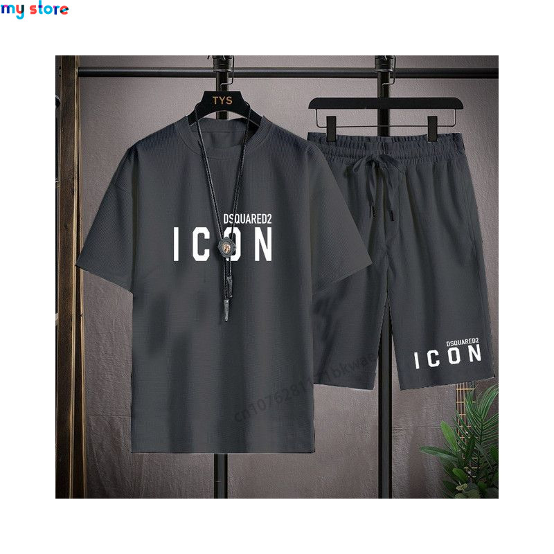 Hot Sale Summer Men's T-Shirt   Shorts Set Casual T-Shirt Sports Suit Letter Printed Short Sleeve Top 2023 Cotton Sportswear 7 -