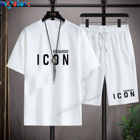 Hot Sale Summer Men's T-Shirt   Shorts Set Casual T-Shirt Sports Suit Letter Printed Short Sleeve Top 2023 Cotton Sportswear 12 