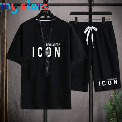 Hot Sale Summer Men's T-Shirt   Shorts Set Casual T-Shirt Sports Suit Letter Printed Short Sleeve Top 2023 Cotton Sportswear 13 