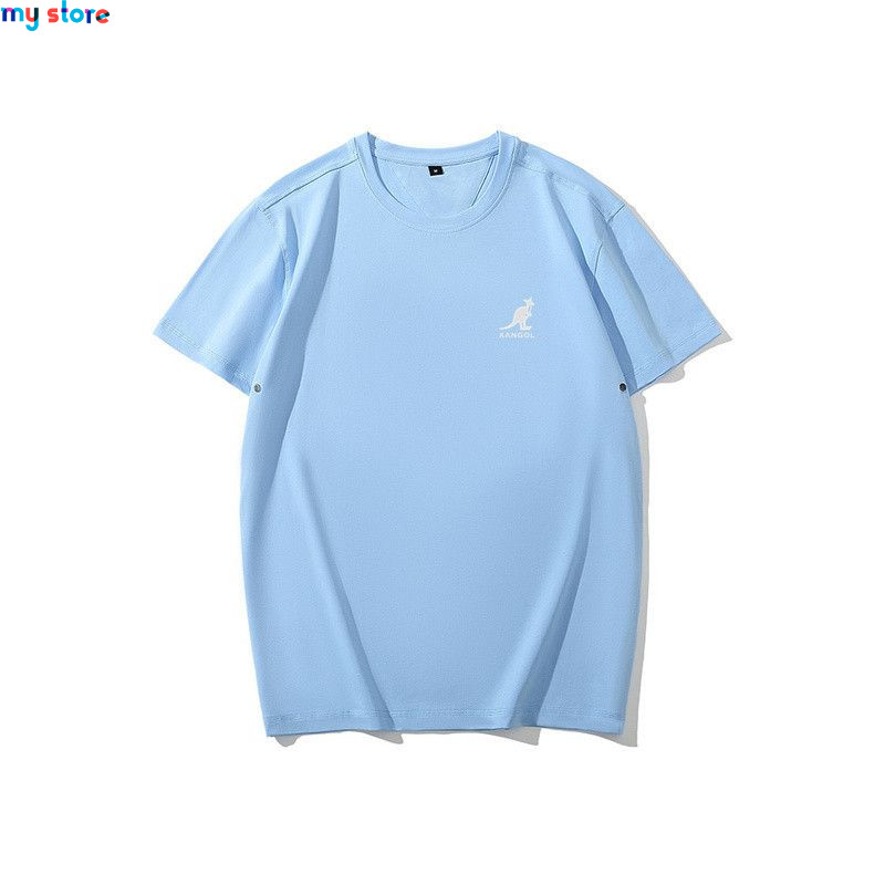 KANGOL Brand Men's Ice Cool Cotton Breathable High Elasticity Moisture wicking Solid Color Plus Size Short Sleeve 1 - My shop 