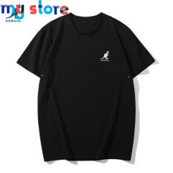 KANGOL Brand Men's Ice Cool Cotton Breathable High Elasticity Moisture wicking Solid Color Plus Size Short Sleeve 11 - My shop 