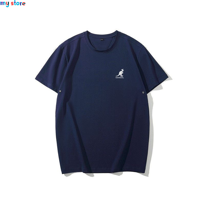 KANGOL Brand Men's Ice Cool Cotton Breathable High Elasticity Moisture wicking Solid Color Plus Size Short Sleeve 15 - My shop 