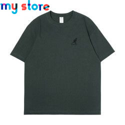 KANGOL Brand Men's T-Shirt Cotton High Quality Short Sleeve Men's T-Shirt Solid Casual Men's Shirt Black Black Green 6 - My shop