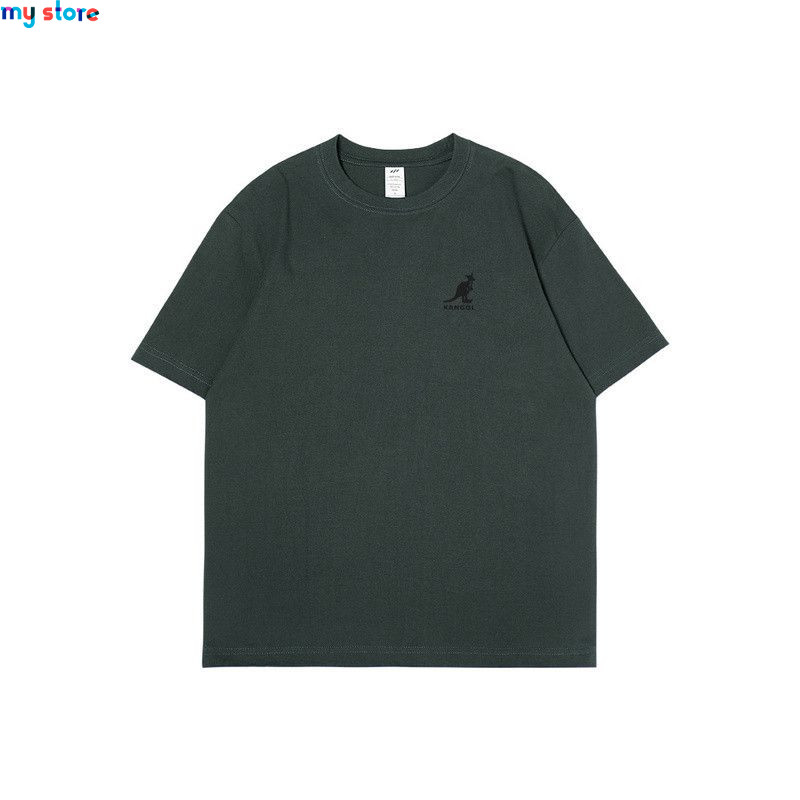 KANGOL Brand Men's T-Shirt Cotton High Quality Short Sleeve Men's T-Shirt Solid Casual Men's Shirt Black Black Green 6 - My shop