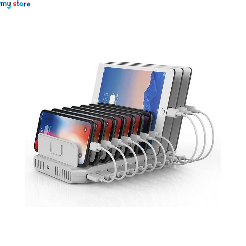 Unitek USB Charging Station 10 Ports USB Fast Charge Docking for iPad iPhone Tablet 60W Multi Device Charger with Smart IC Tech 