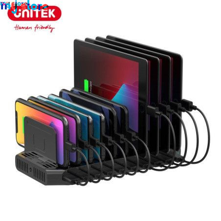 Unitek USB Charging Station 10 Ports USB Fast Charge Docking for iPad iPhone Tablet 60W Multi Device Charger with Smart IC Tech 
