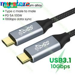 USB Type C to USB C 3.1 Gen2 10Gbps Cable PD 100W 5A QC4.0 3.0 Fast Charging Cable For MacBook 4k 60Hz Type C Video Cable 1/2/3M