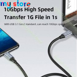 USB Type C to USB C 3.1 Gen2 10Gbps Cable PD 100W 5A QC4.0 3.0 Fast Charging Cable For MacBook 4k 60Hz Type C Video Cable 1/2/3M